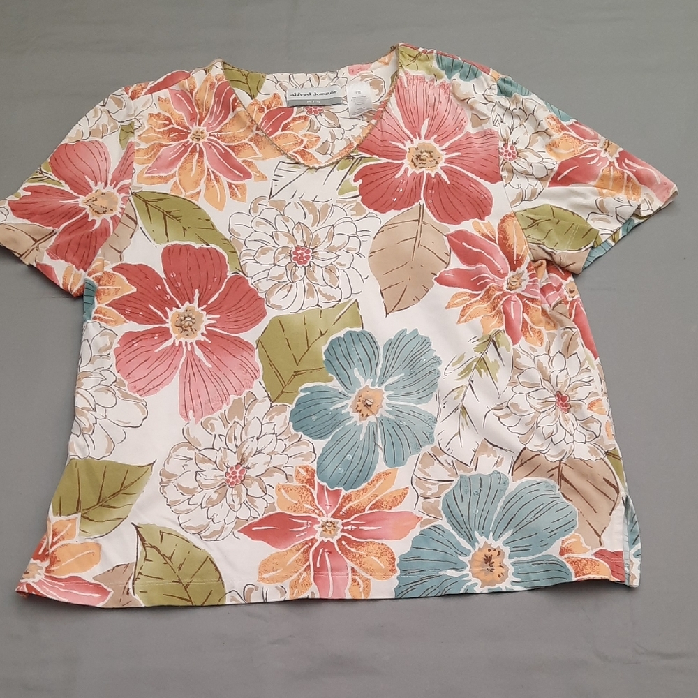 Alfred Dunner Multicolor Floral Short Sleeve Top - Size PM